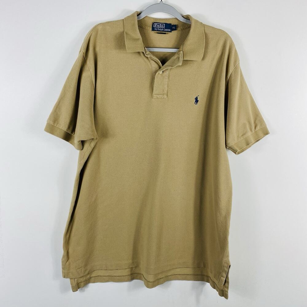 Polo Ralph Lauren Polo Shirt Men's XL Tan Short Sleeve 100% Cotton